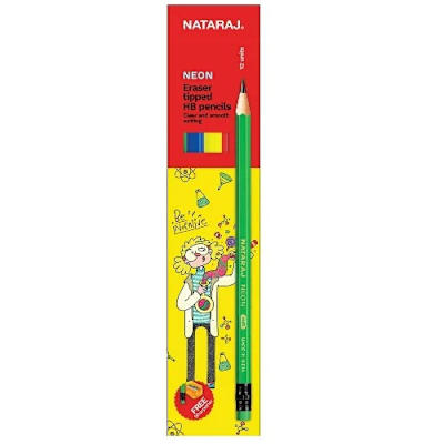 Nataraj Neon Eraser Tipped Pencil 12pcs