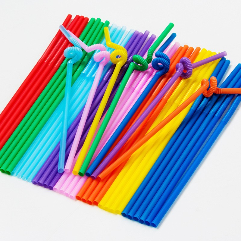 Disposable Plastic Flexible Straw 100pcs 