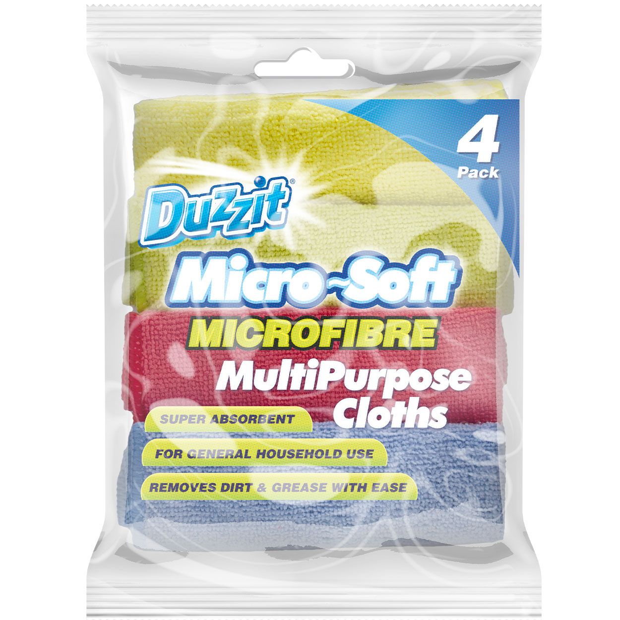 Duzzit Micro Soft Microfibre Multi Purpose Cleaning Cloth 4 Pack